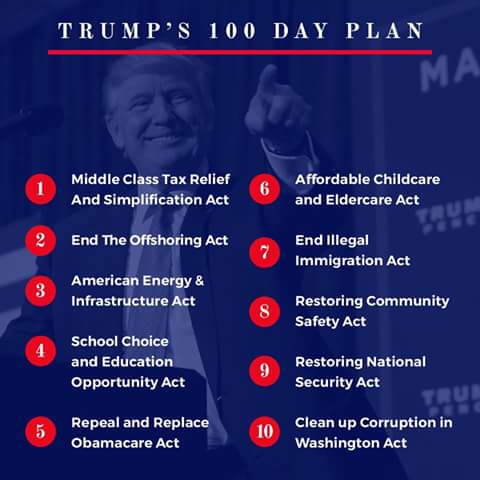 100 day plan of Trump & Co.